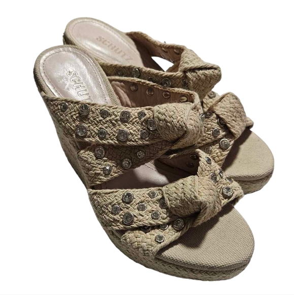 Schutz Enire Crystal Embellished Rope Wrap Knotted Wedge Sandal - Picture 6 of 8